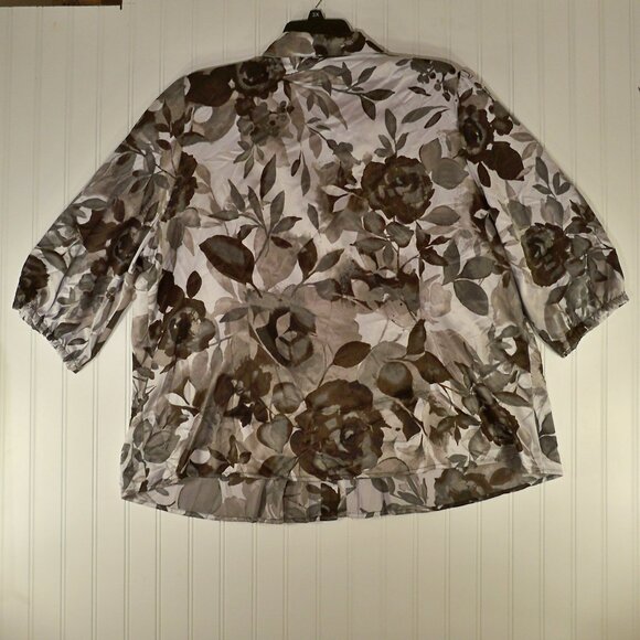 East5TH Woman, Floral Button Up *Shirt, 3X - Picture 3 of 8